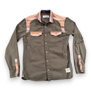 Supremebeing Shirt Adult MEDIUM Green Southwest Orange Trim Western Military